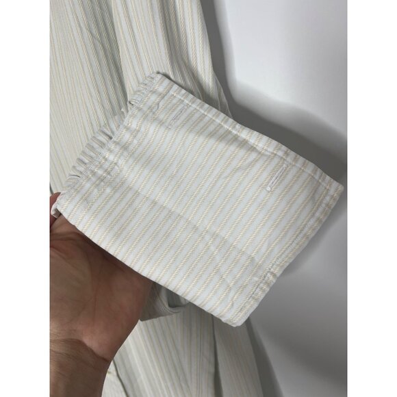 Corneliani Textured Stripe French Cuff Button Front Dress Shirt Blue Cream 16/41 - Picture 5 of 10